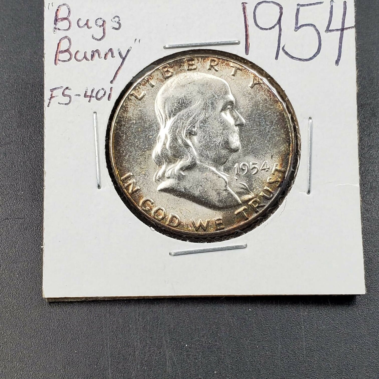 1954 P Franklin Silver 90% Half Dollar Coin CH BU UNC Bugs Bunny FS-401 Variety