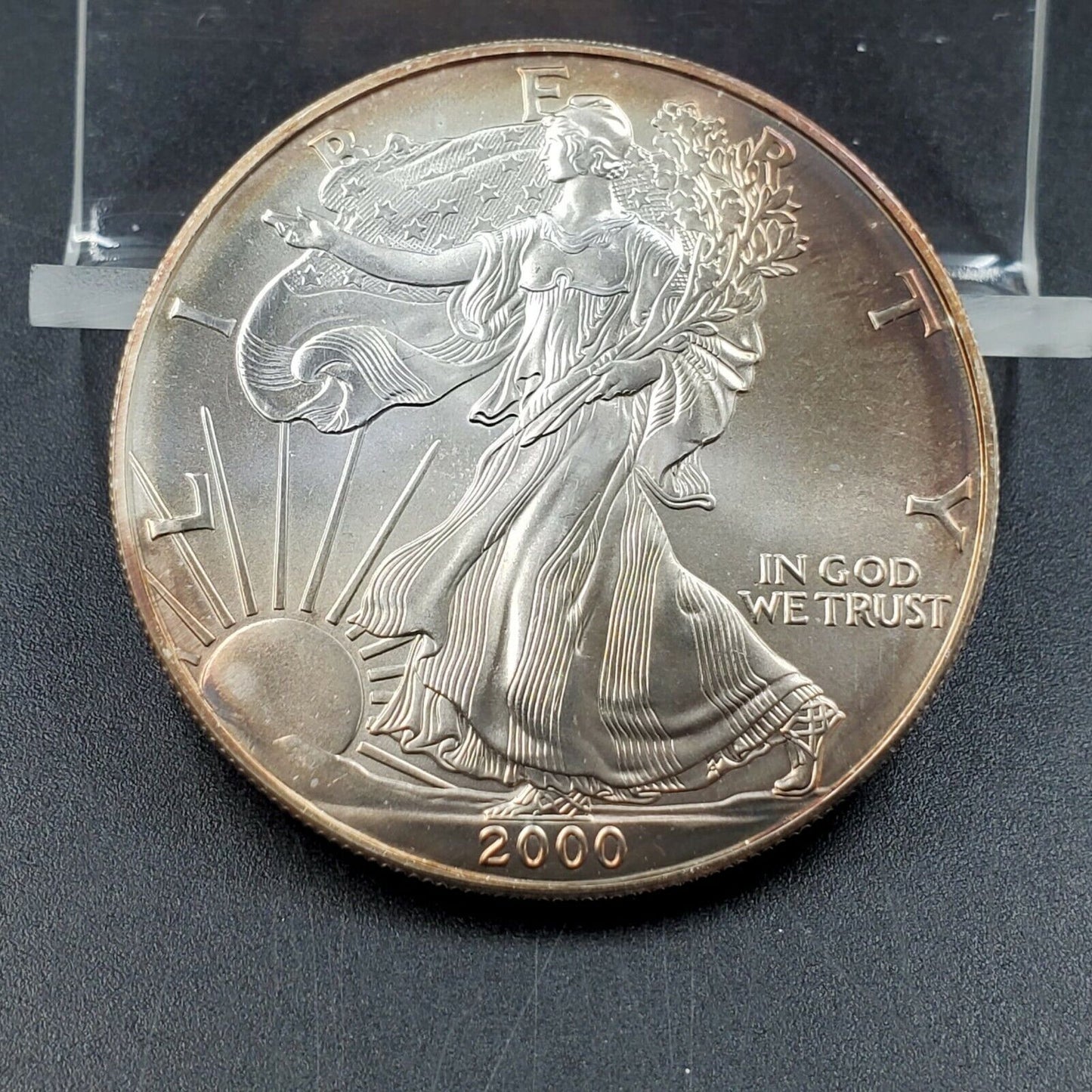 2000 1 OZ American Silver Eagle .999 Millennium Millennial Coin GEM BU PQ TONING