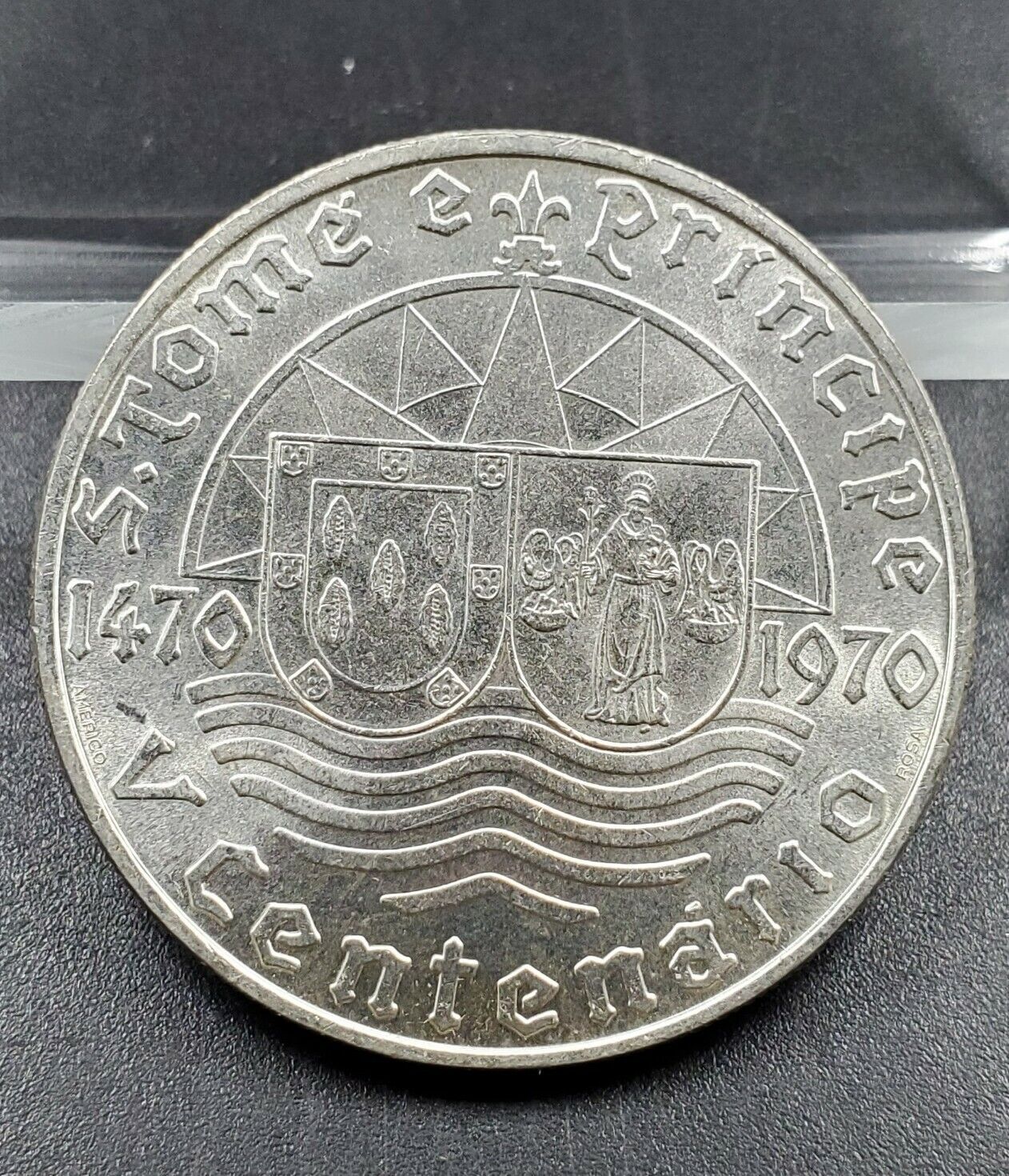 1970 500th Anniversary Saint Thomas & Prince Portuguese 50 Escudos Coin GEM BU