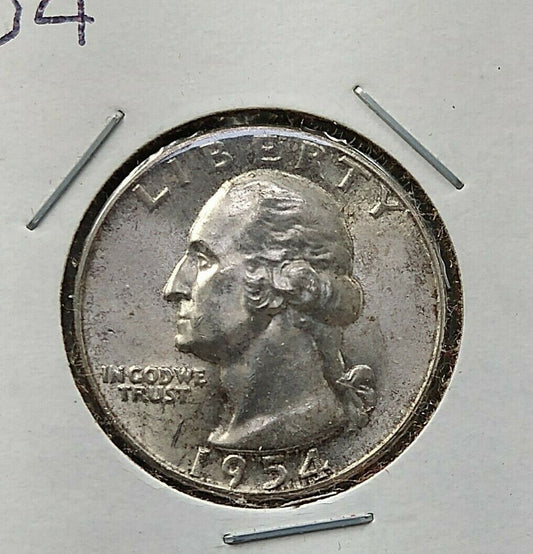 1954 P 25C Washington Quarter Silver Coin CH Choice BU Uncirculated Some Toning