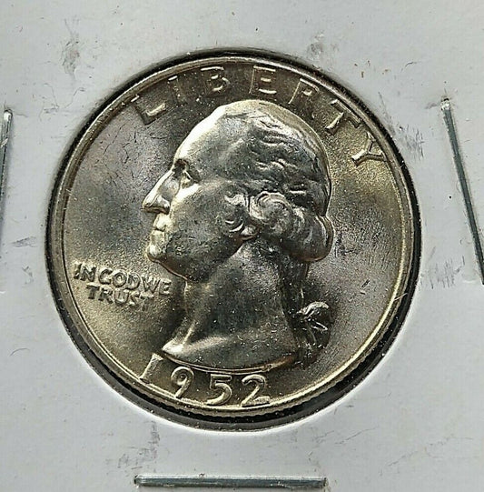 1952 D 25C Washington Quarter Silver Coin CH Choice BU Uncirculated