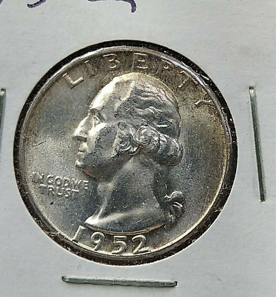 1952 P 25C Washington Quarter Silver Coin CH Choice BU Uncirculated Some Toning