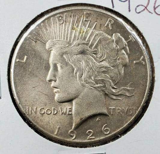 1926 P $1 Peace Silver Eagle Dollar Coin Average UNC Uncirculated Condition