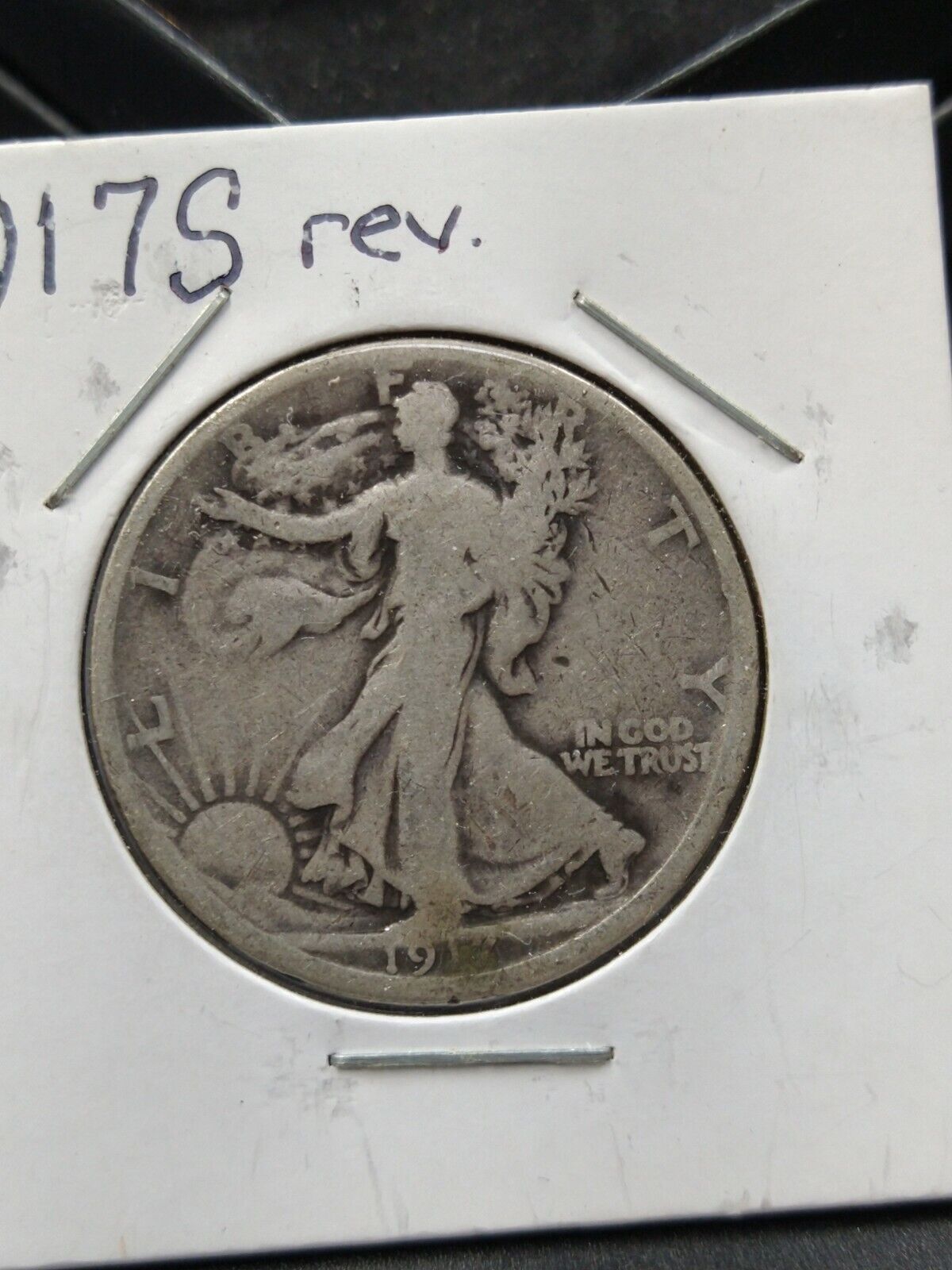 1917 S REV MM Walking Liberty Silver Eagle Coin Choice VG VERY GOOD Reverse MM