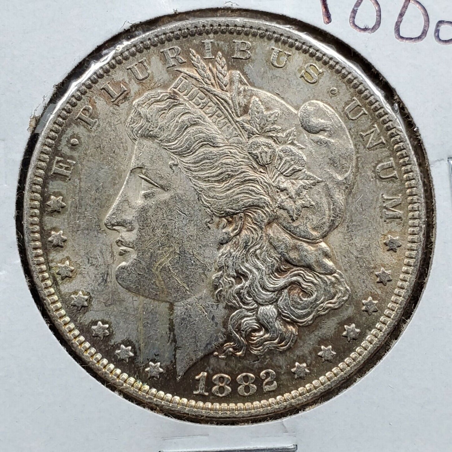 1882 P $1 Morgan Silver Eagle Dollar Coin Average BU Uncirculated Some Toning