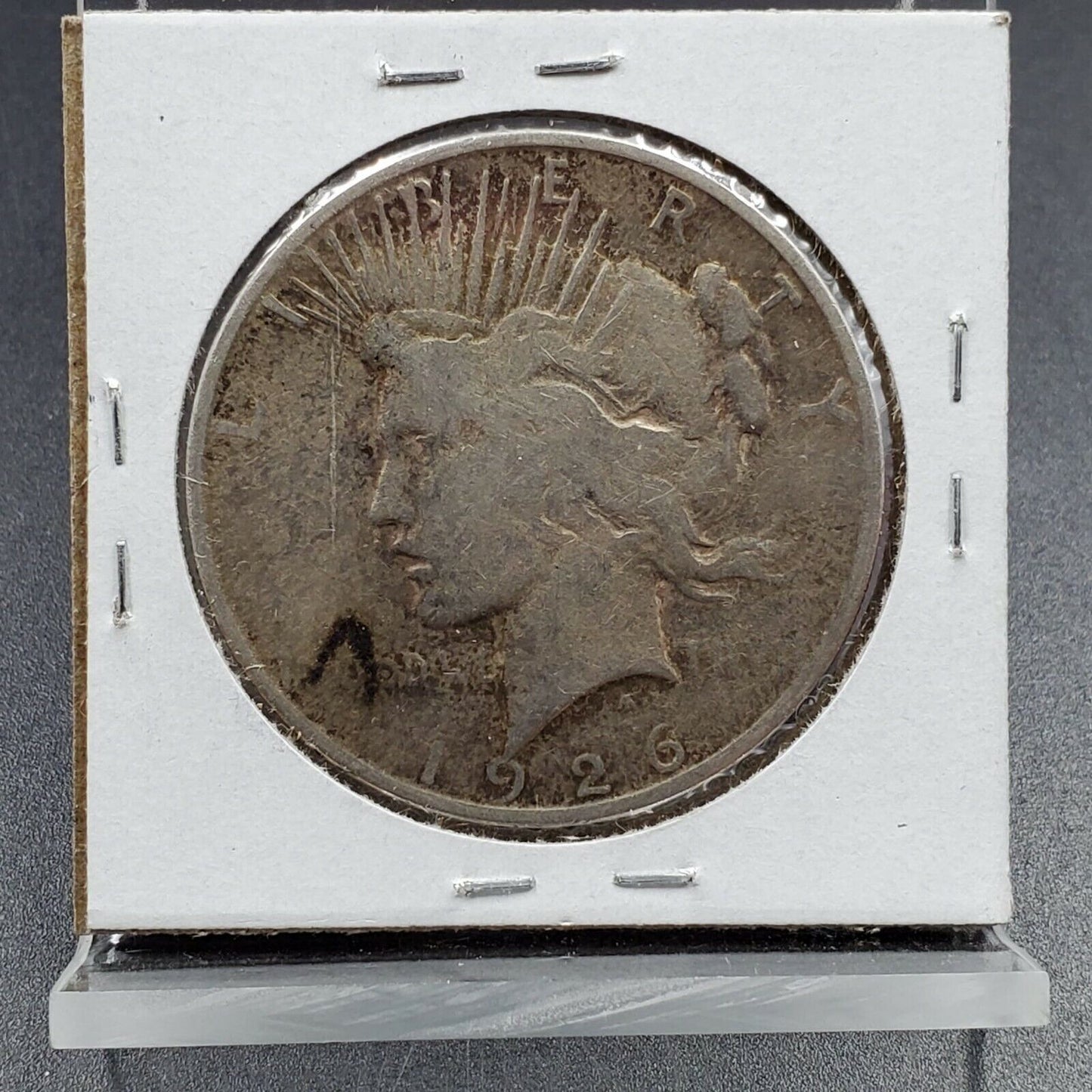 1926 S $1 Peace Silver Eagle Dollar Coin COUNTER STAMPED G. H. W. CIRCULATED