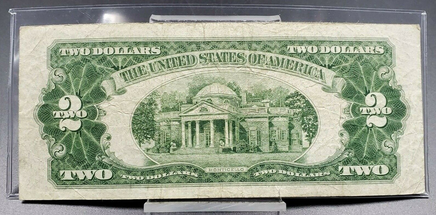 1928 G $2 Red Seal United States Note Bill Legal Tender Fine VG CIRC CURRENCY US