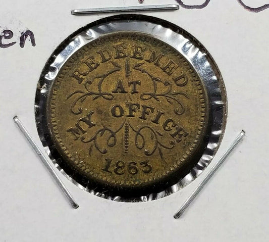 Civil War Token 1863 Oliver Boutwell Miller NY CHOICE VF CIRCULATED