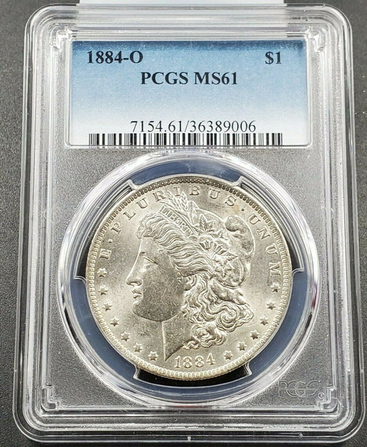 1884 O Morgan Silver Eagle Dollar Coin PCGS MS61 NEW ORLEANS 150th Anniversary