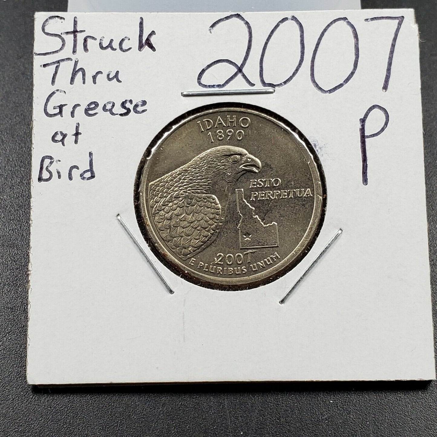 2007 Statehood State Quarter Coin Idaho UNC Struck Thru Grease Error @ BIRD 🔍