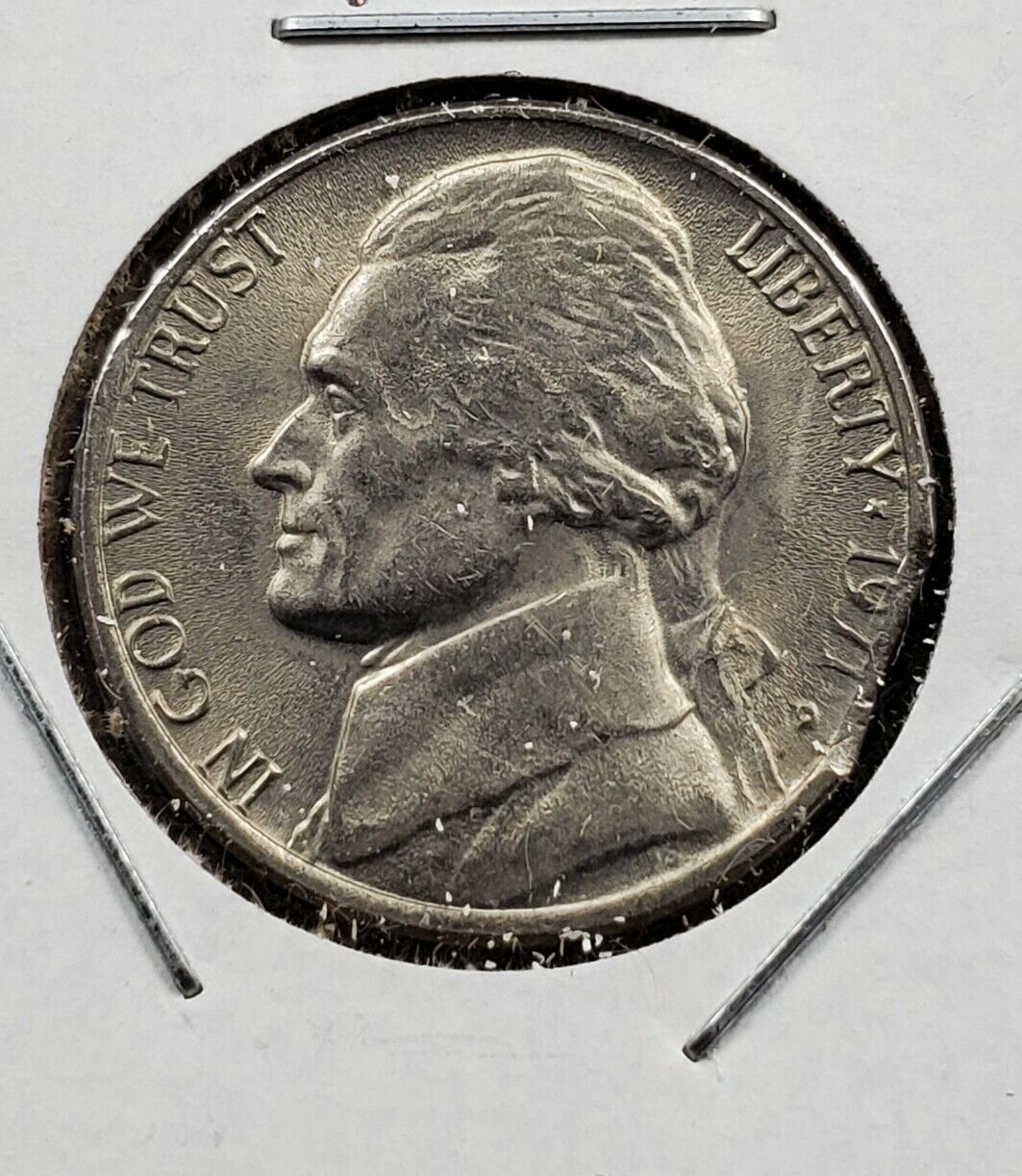 1971 D 5c Jefferson Clad Nickel Coin GEM BU FS Full Steps Clipped Planchet Error