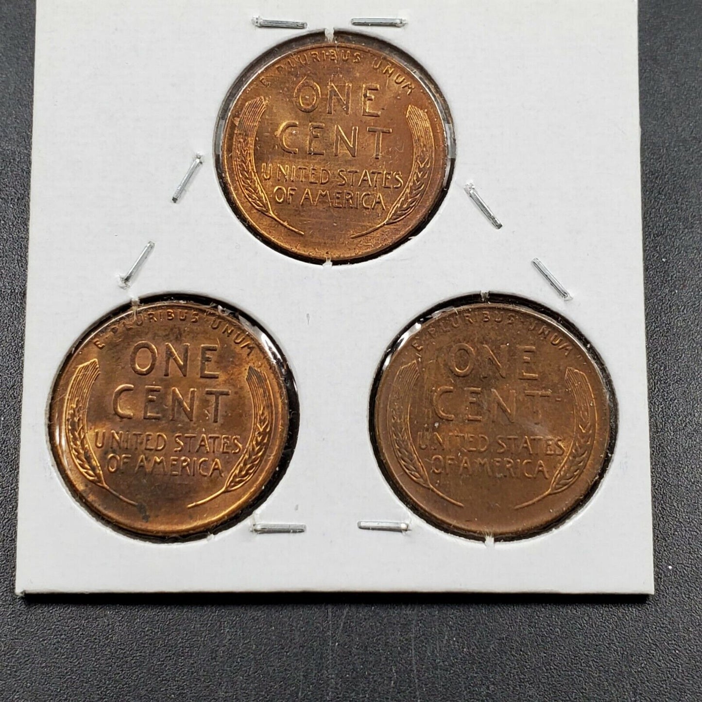 1957 D 1C Lincoln Cent Variety Trio Pack Die Chips AU / UNC 3 coins