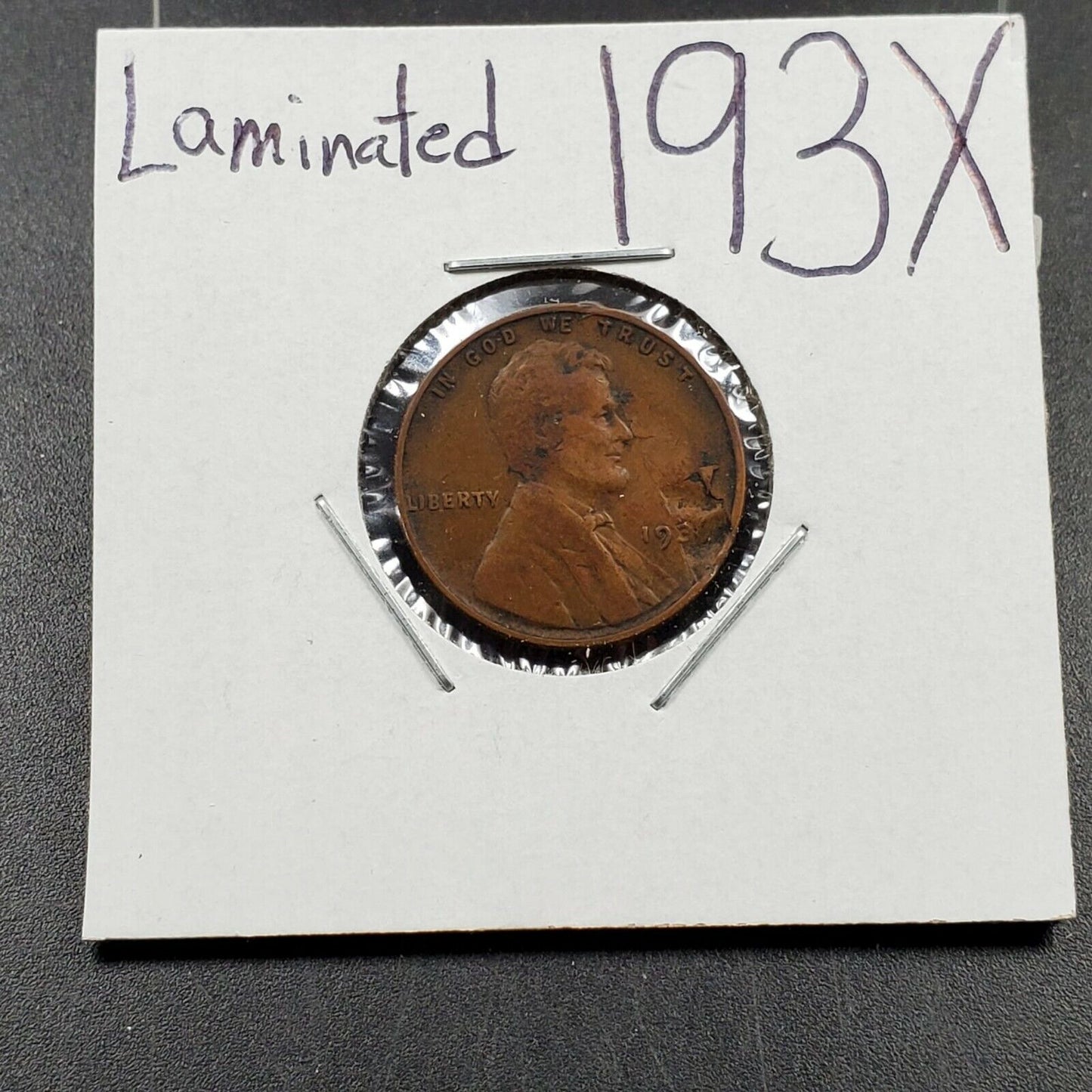 193X Lincoln Wheat Cent Penny Variety Error Major Laminated Planchet Lamination