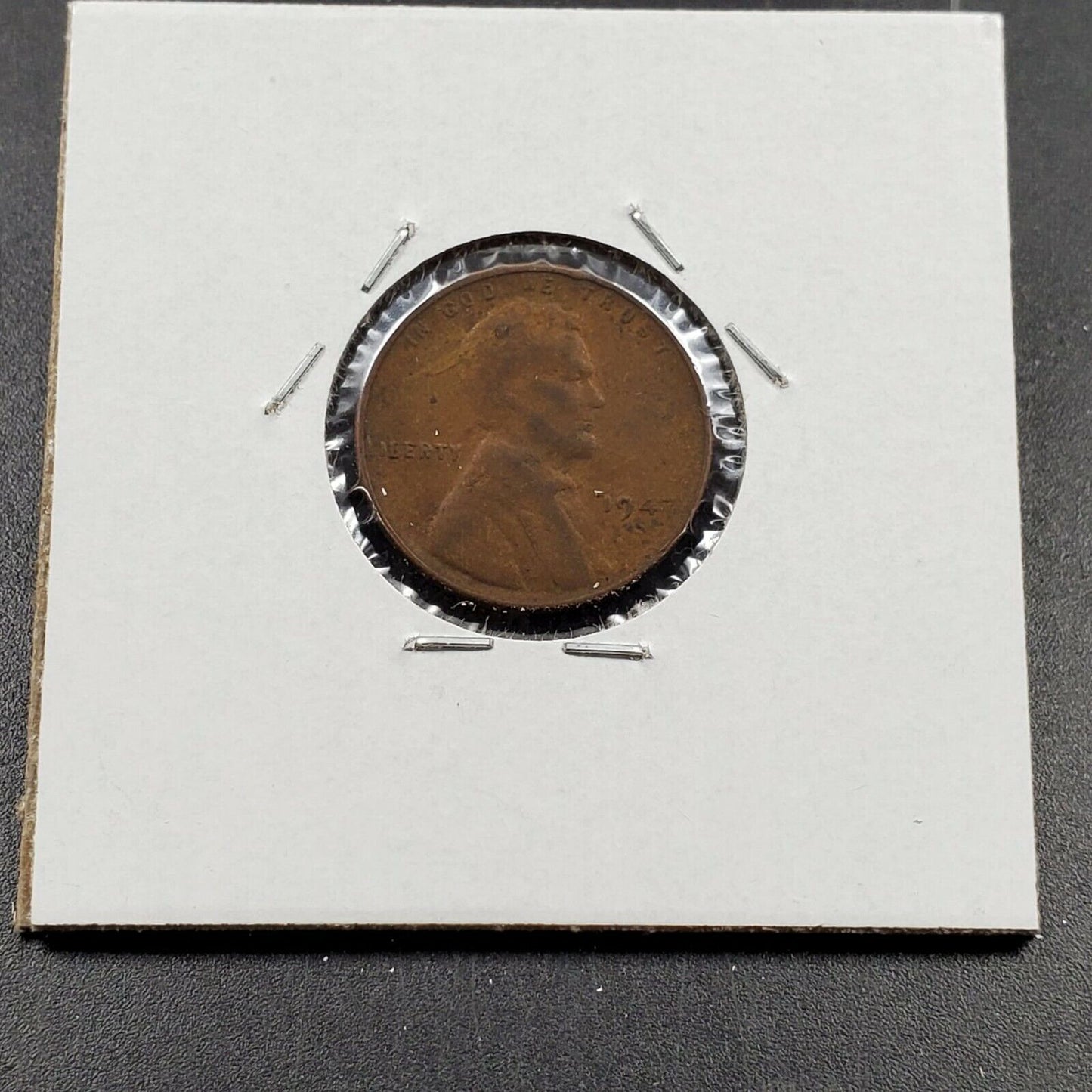 1947 P 1c Lincoln Wheat Cent Error Coin Laminated Planchet