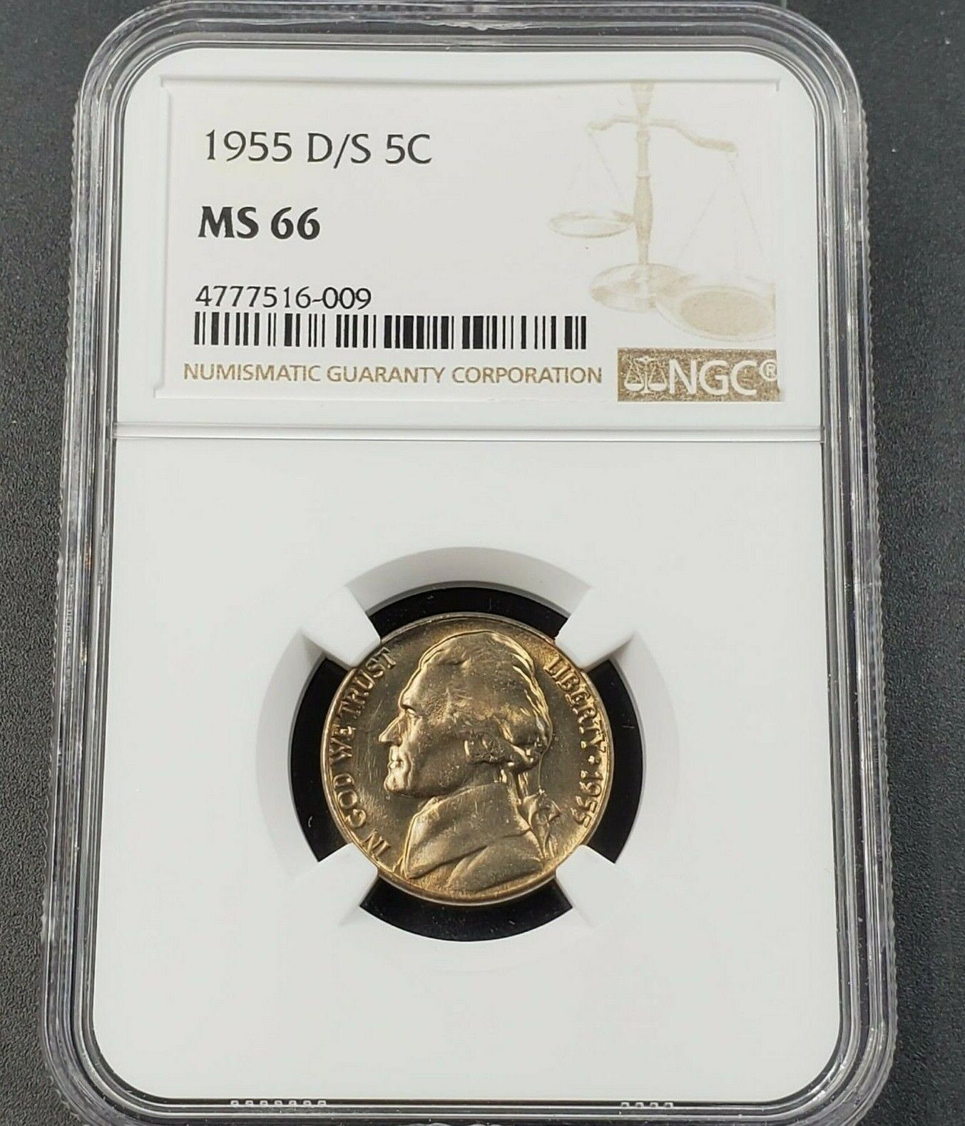 1955 D/S Jefferson Nickel Coin NEW NGC MS66 OVER MINT MARK KEY VARIETY GEM BU