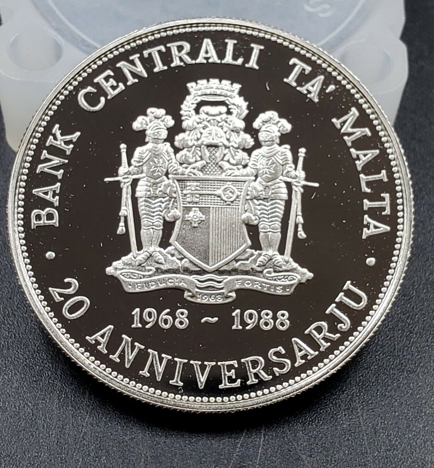 Malta 1988 Silver Coin Proof Lm5 20th Anniversary Central Bank PIEDFORD 2K MADE