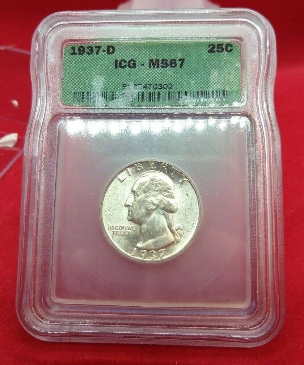 1937 D Washington Silver Quarter Coin ICG MS67 Gem BU MAKE AN OFFER