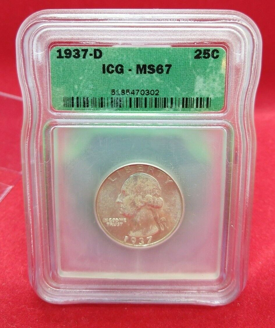 1937 D Washington Silver Quarter Coin ICG MS67 Gem BU MAKE AN OFFER