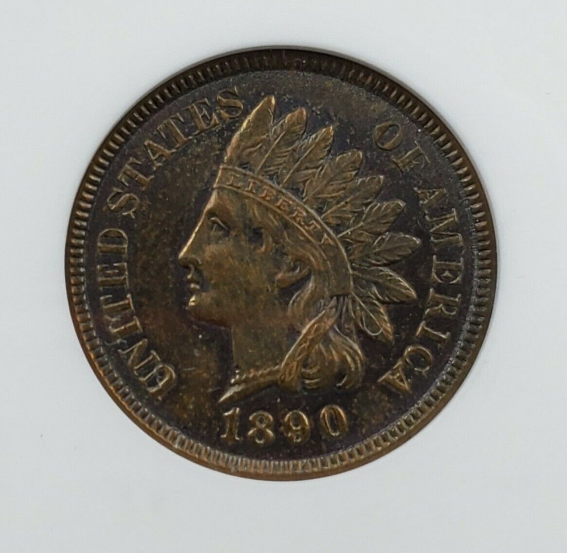 1890 Indian Cent Penny Variety Error Coin ANACS MS62 BN FS-010.84 FS-401 S-4