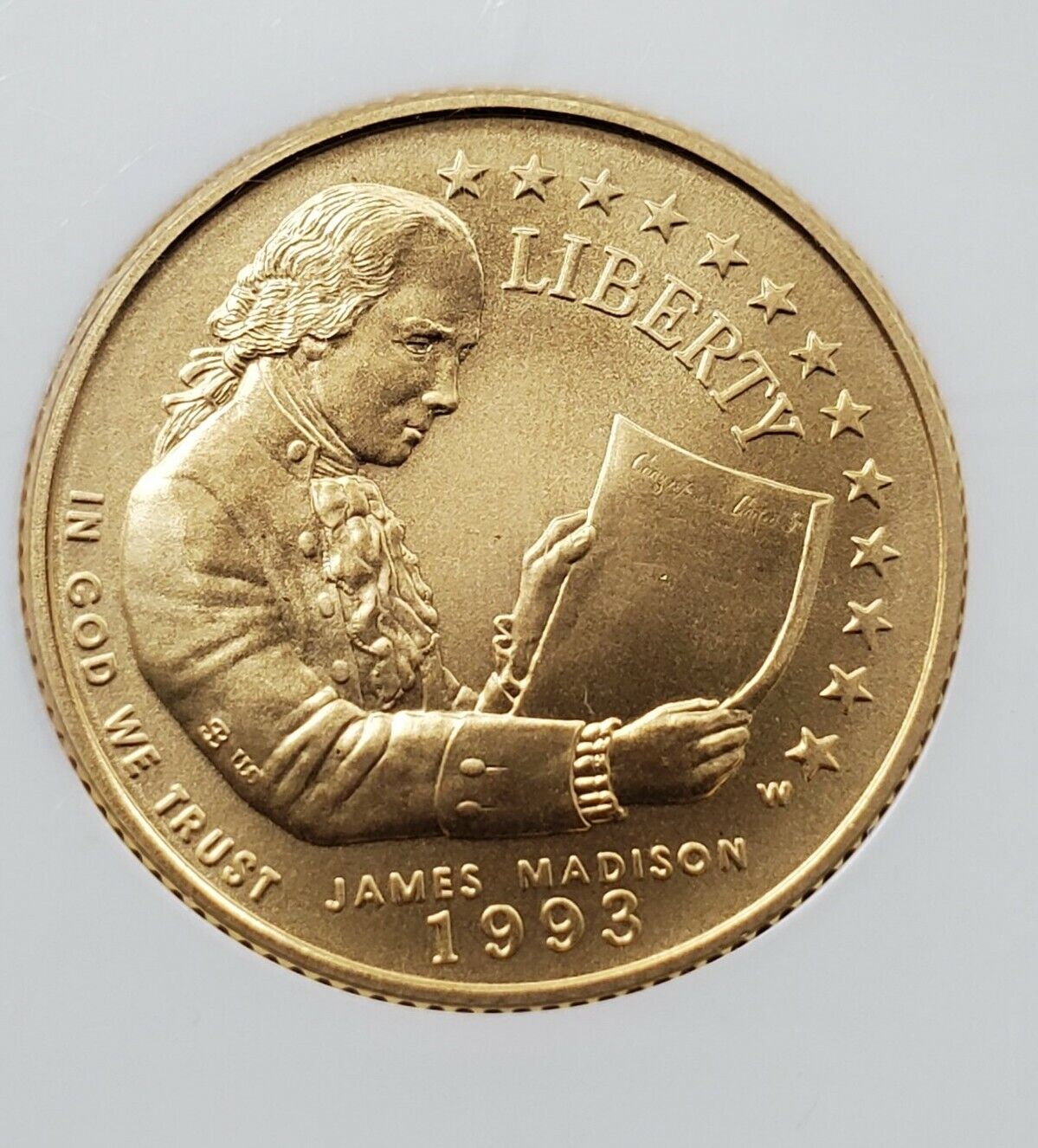 1993 W $5 NGC MS70 James Madison Mint State Gold commemorative coin