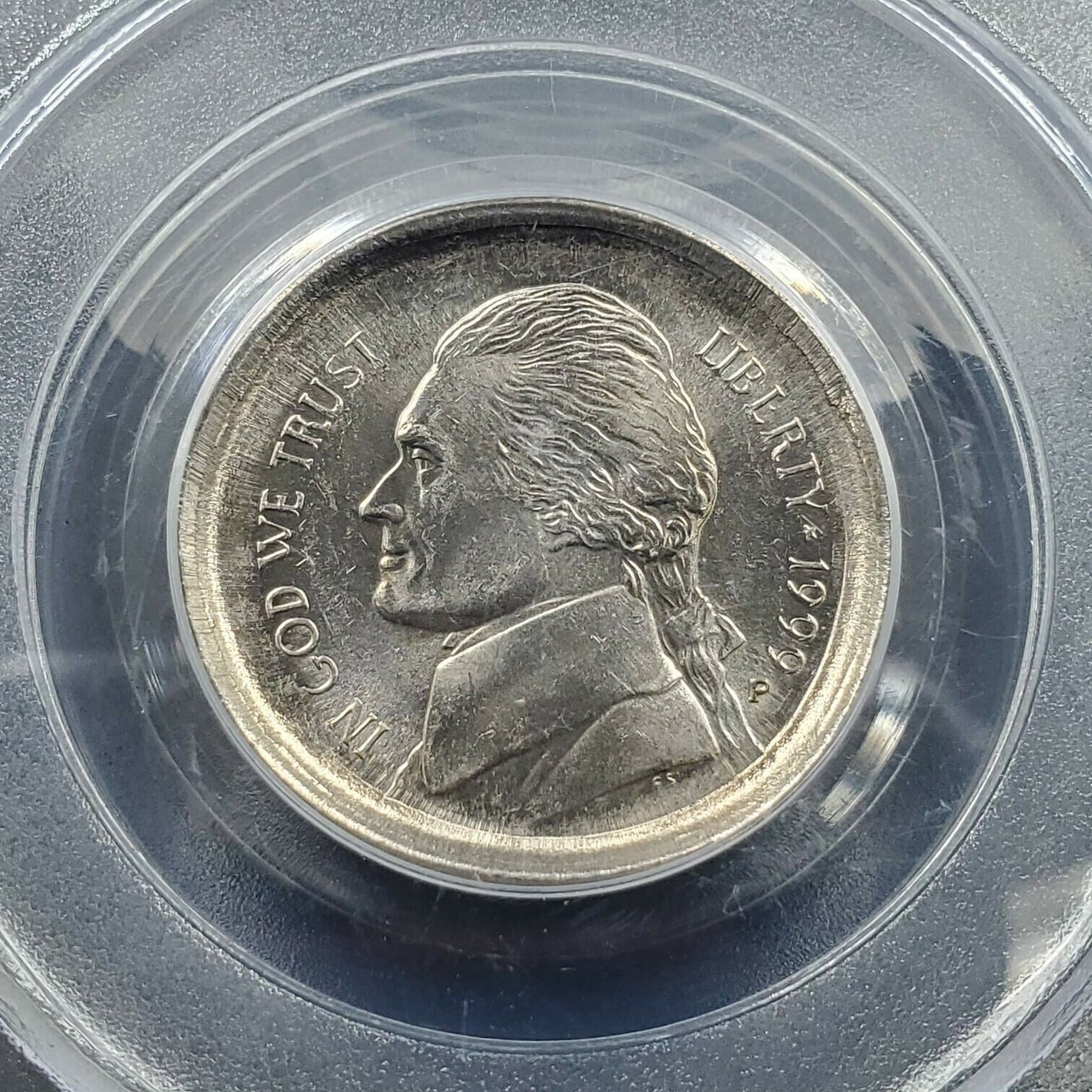 CUPPED BROADSTRIKE BROADSTRUCK 1999 P Jefferson 5c Nickel Coin PCGS MS64 FS