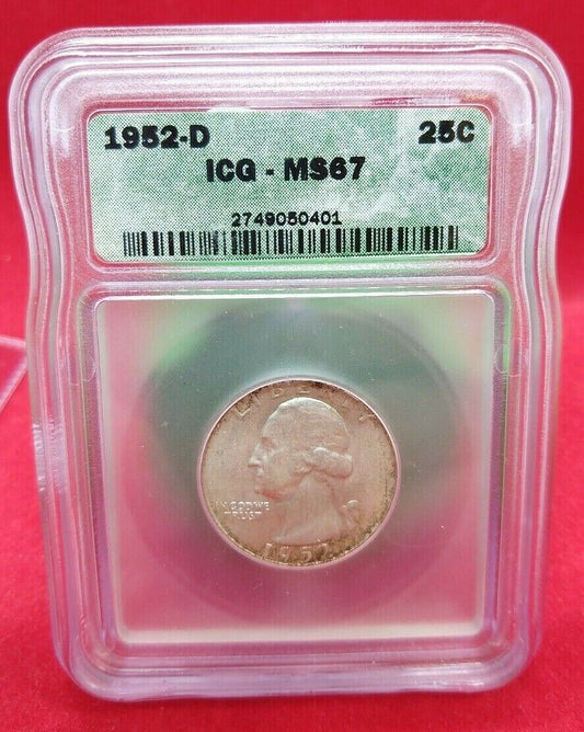 1952 D Washington Silver Quarter Coin ICG MS67 Gem BU MAKE AN OFFER