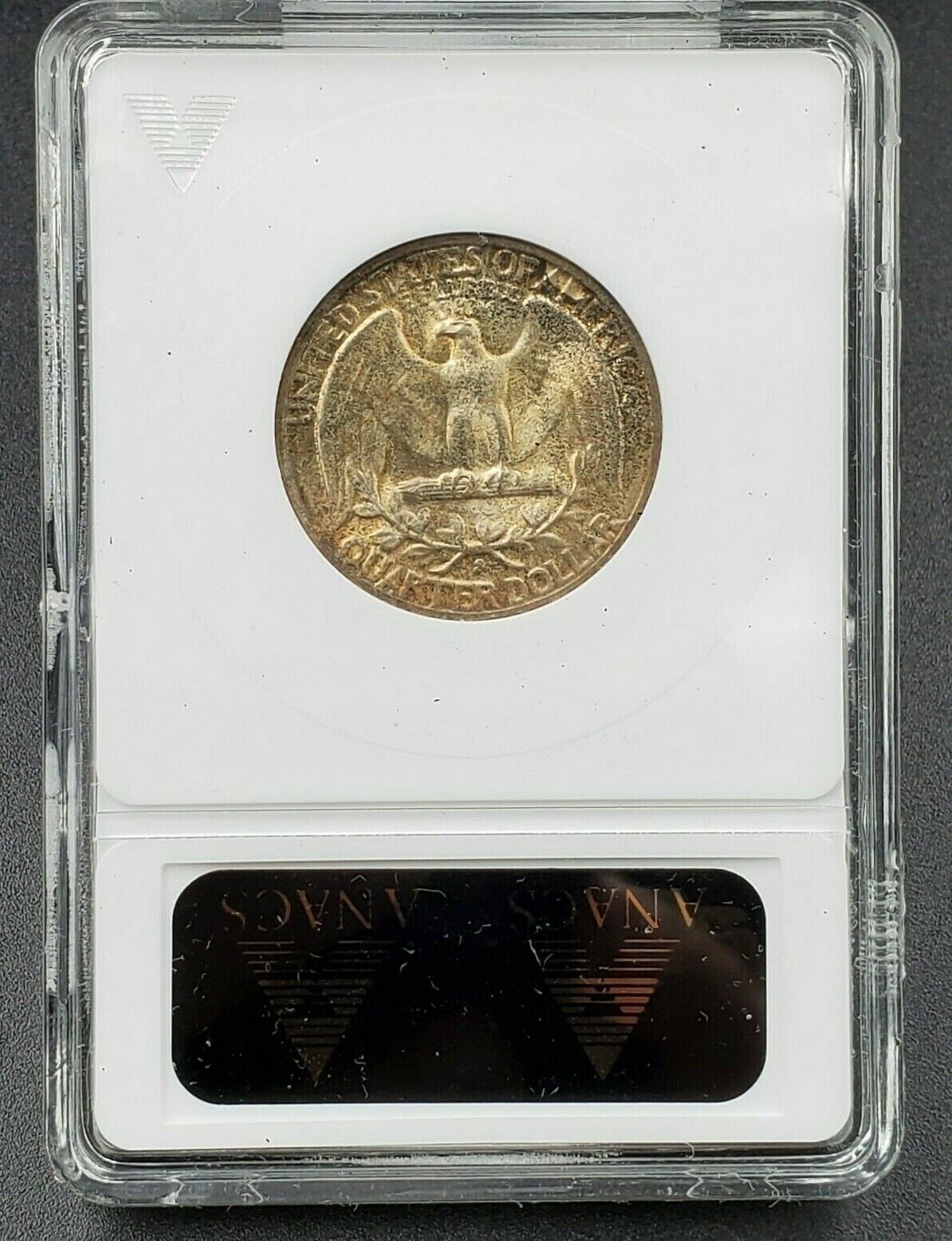 1953 S S/S 25c Washington Quarter Coin Variety MS65 RPM 001 ANACS Neat Toning