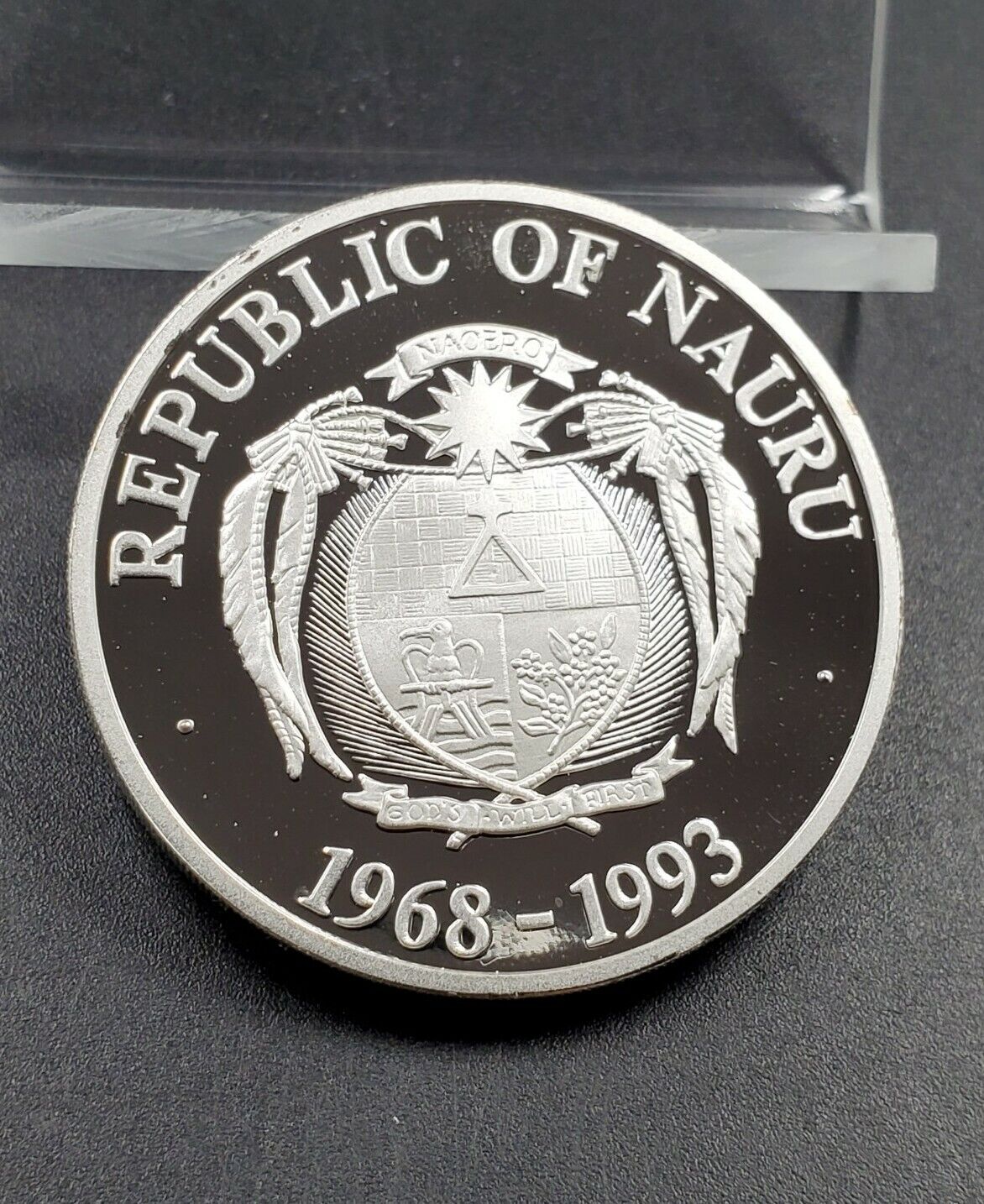 1993 Nauru Republic 10 Dollars Independence Map KM-1 Gem silver proof 1k Mintage