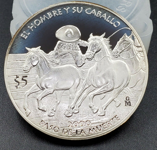 2000 Mexico SILVER 5 PESOS GEM PROOF S5P COWBOY Hombre Y Caballo Paso Muerte