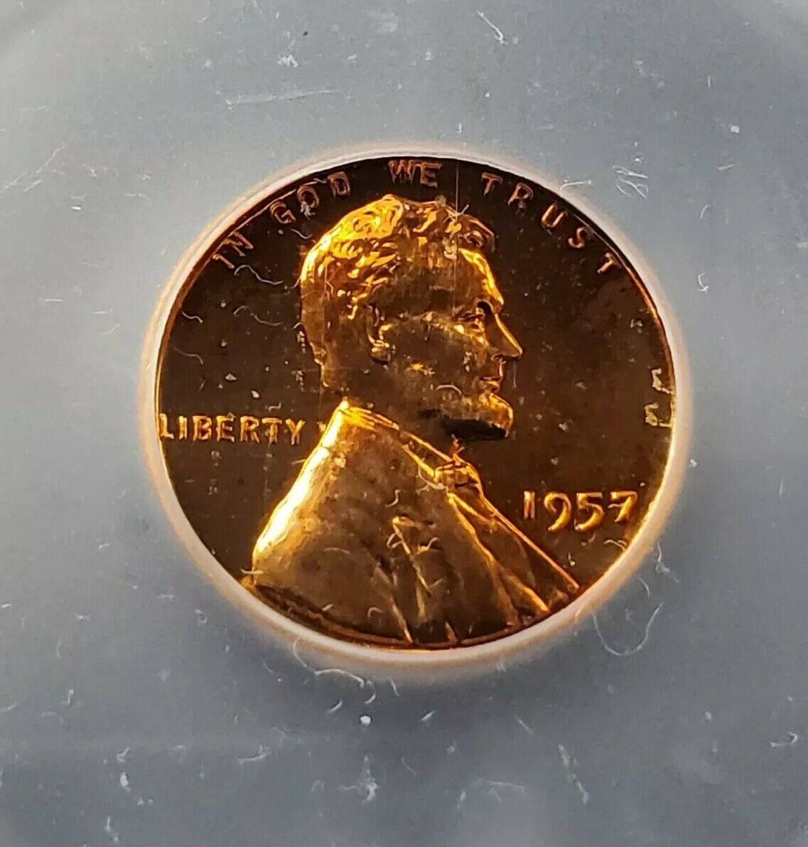 1957 P Lincoln Wheat Cent Penny Coin PF69 RD ICG PQ TONING REVERSE