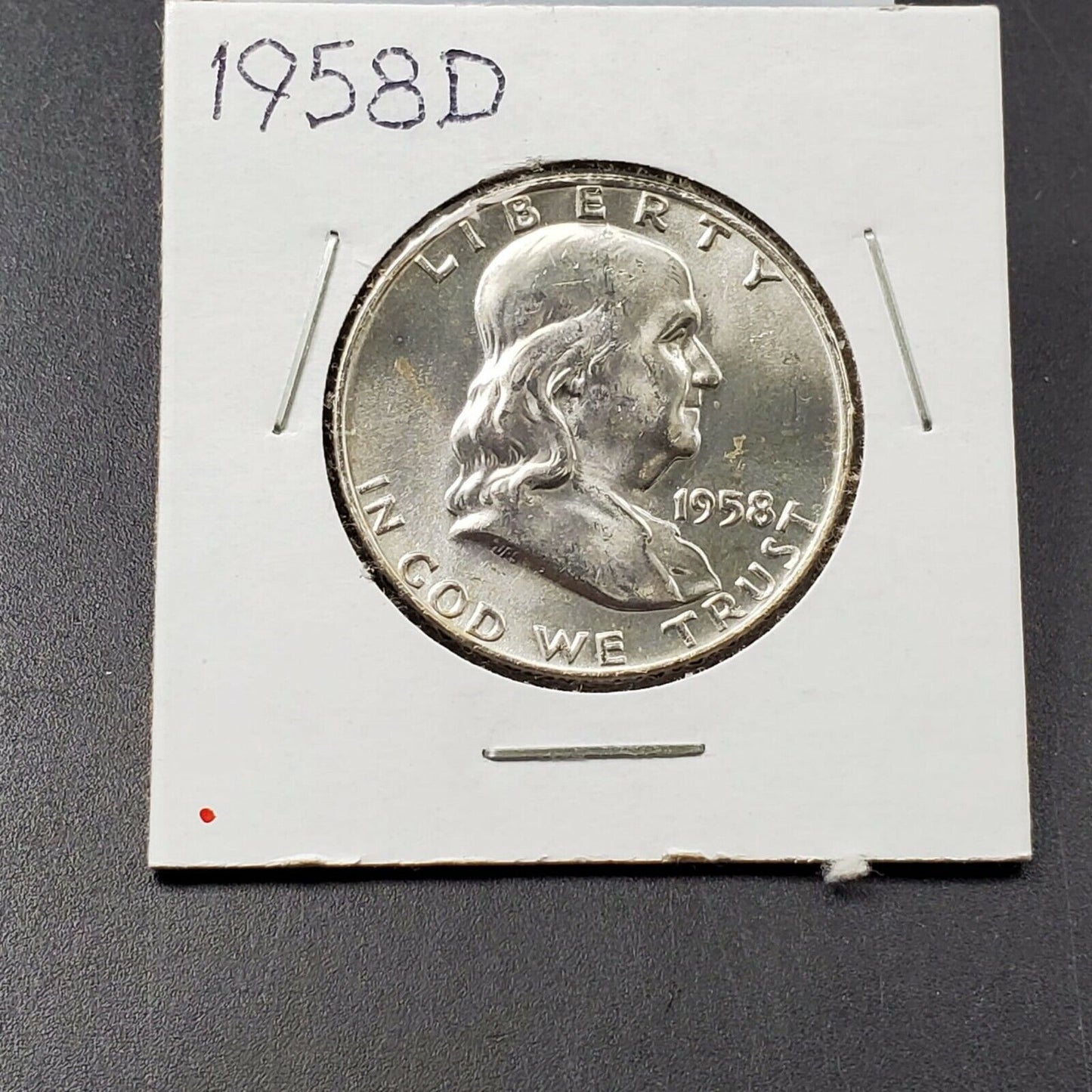 1958 D Franklin Silver 90% Half Dollar Coin Choice / GEM BU FBL Full Bell Line