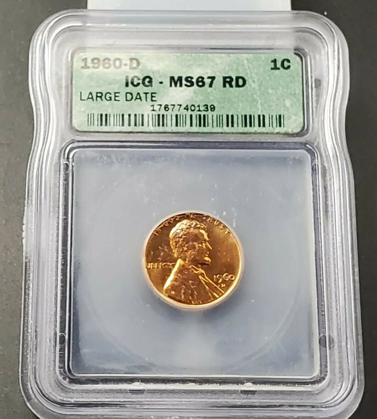 1960 D Lincoln Memorial Cent Penny Coin ICG MS67 Gem BU BUsiness Strike Denver 2