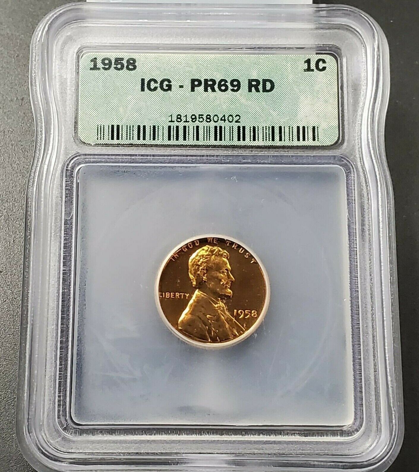 1958 P Lincoln Wheat Cent Penny Coin 1c PR69 GEM PROOF NEAR PERFECT GRADE