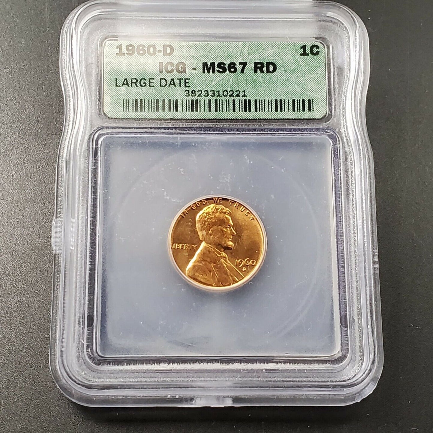 1960 D Lincoln Memorial Cent Penny Coin ICG MS67 Gem BU BUsiness Strike Denver 3