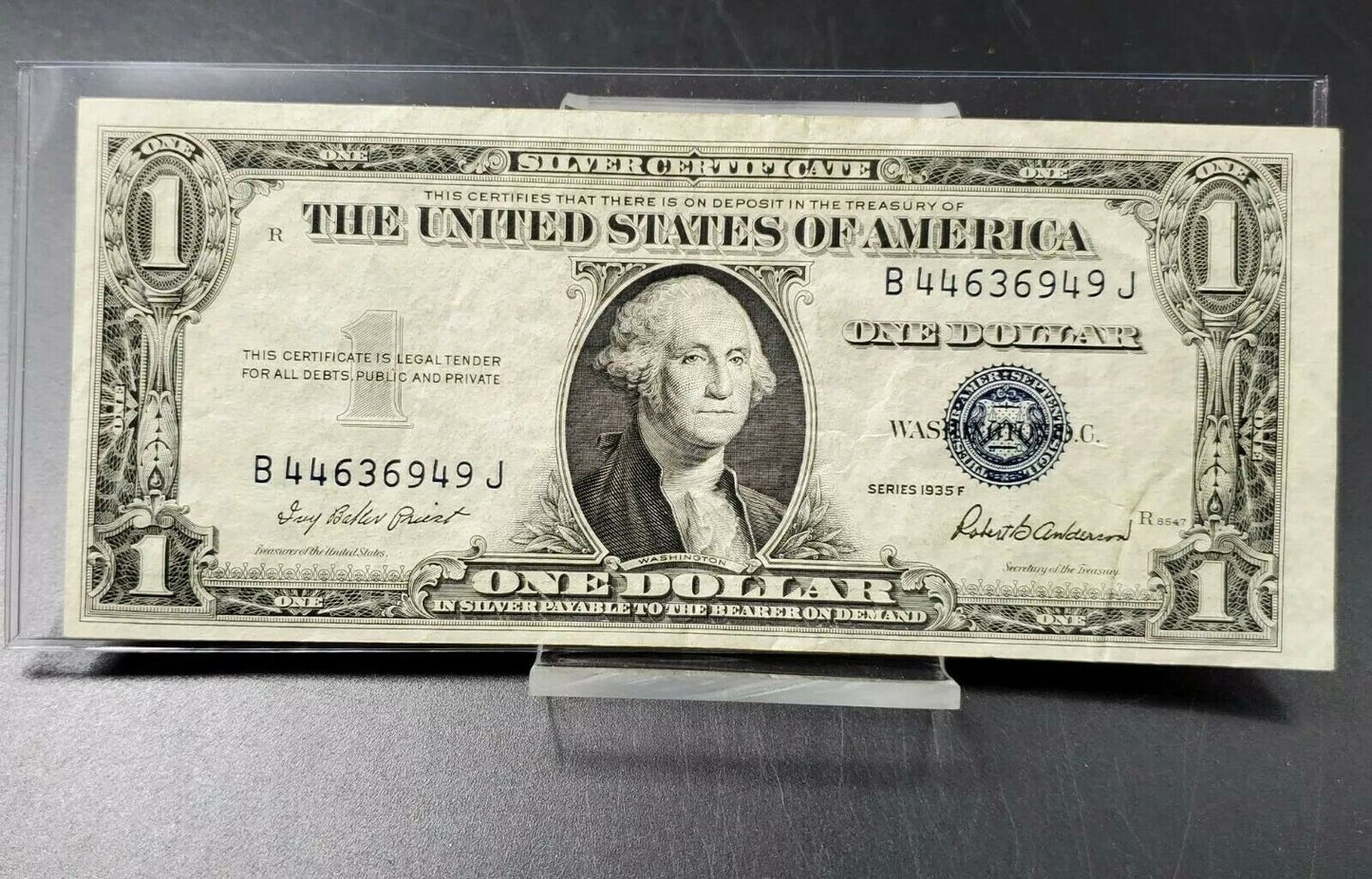 1935 F $1 Silver Certificate Blue Seal Choice XF Circulated Neat Serial #