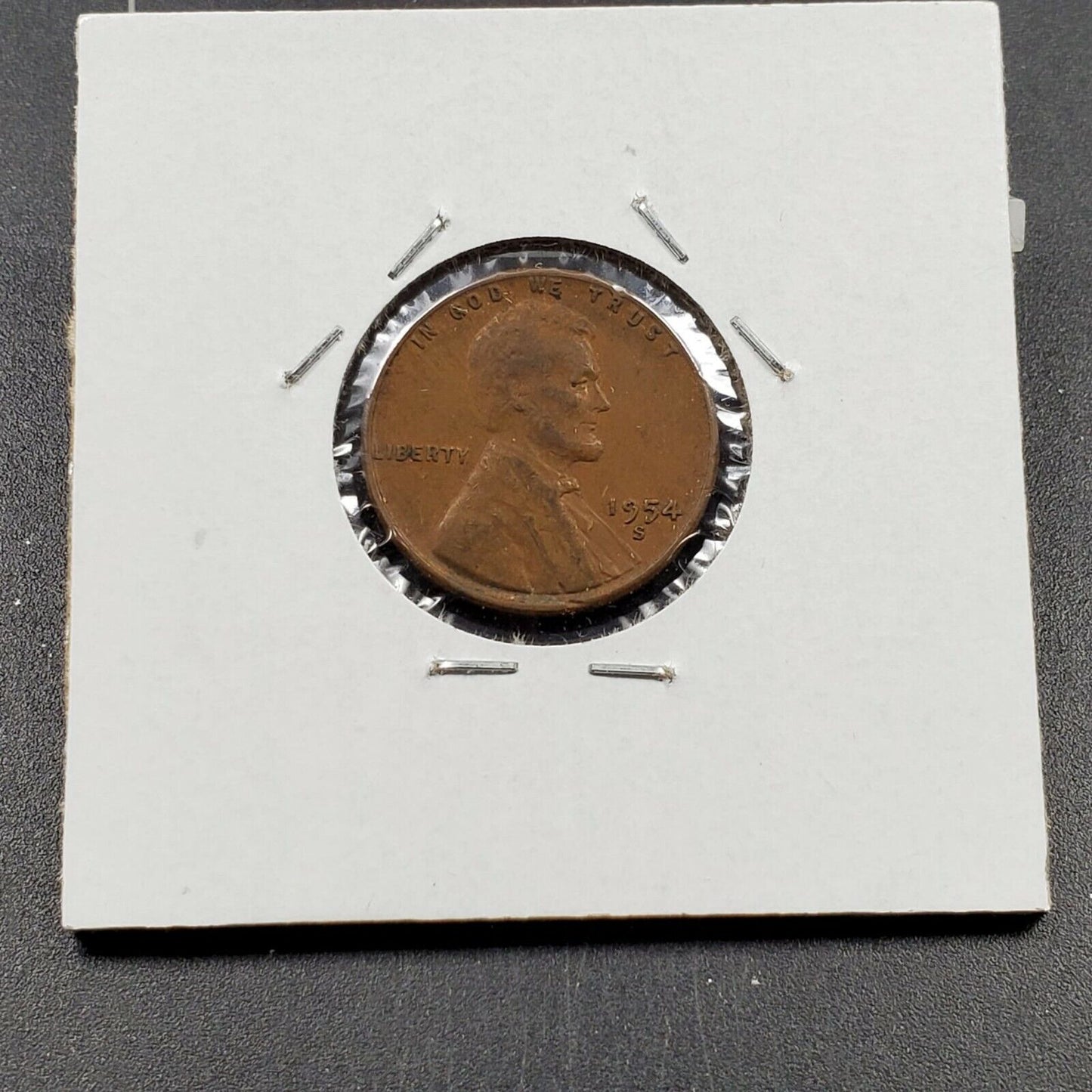1954 S Lincoln Wheat Cent Penny Variety Die Break on Wheat Ear REVERSE