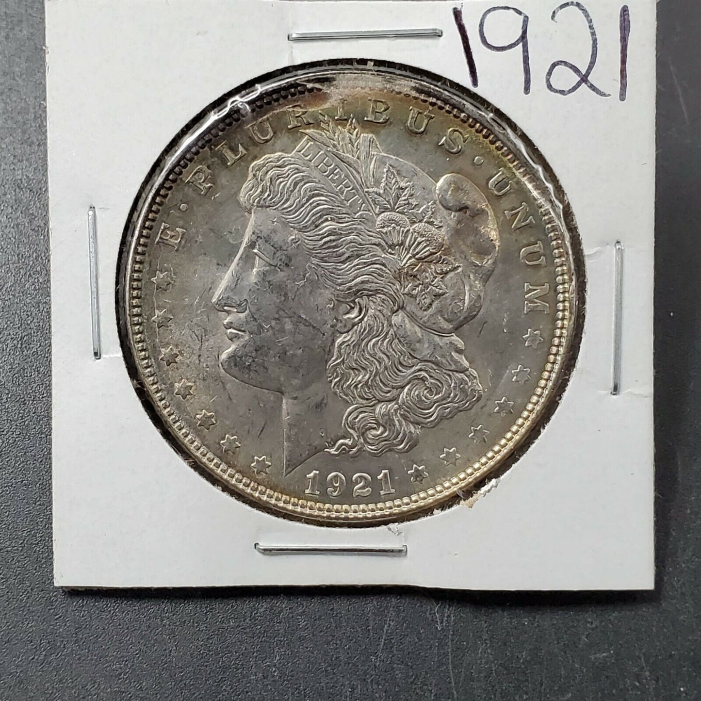 1921 P $1 Morgan Eagle Silver Dollar Coin Average UNC 100 Years PQ TONING OBVERS