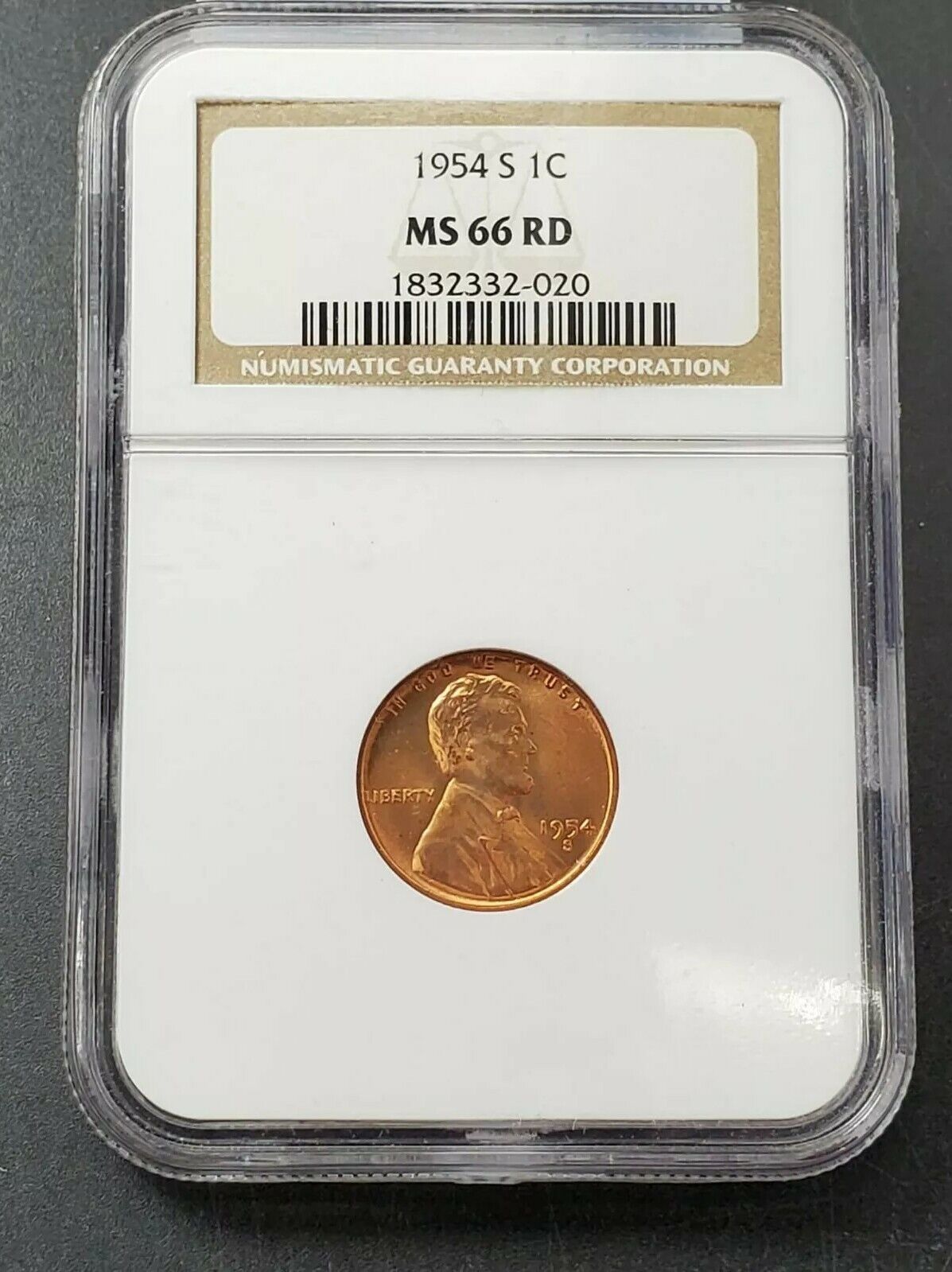 1954 S Lincoln Wheat Cent Penny Coin NGC MS66 RD RED LAST S MINT WHEAT NICE