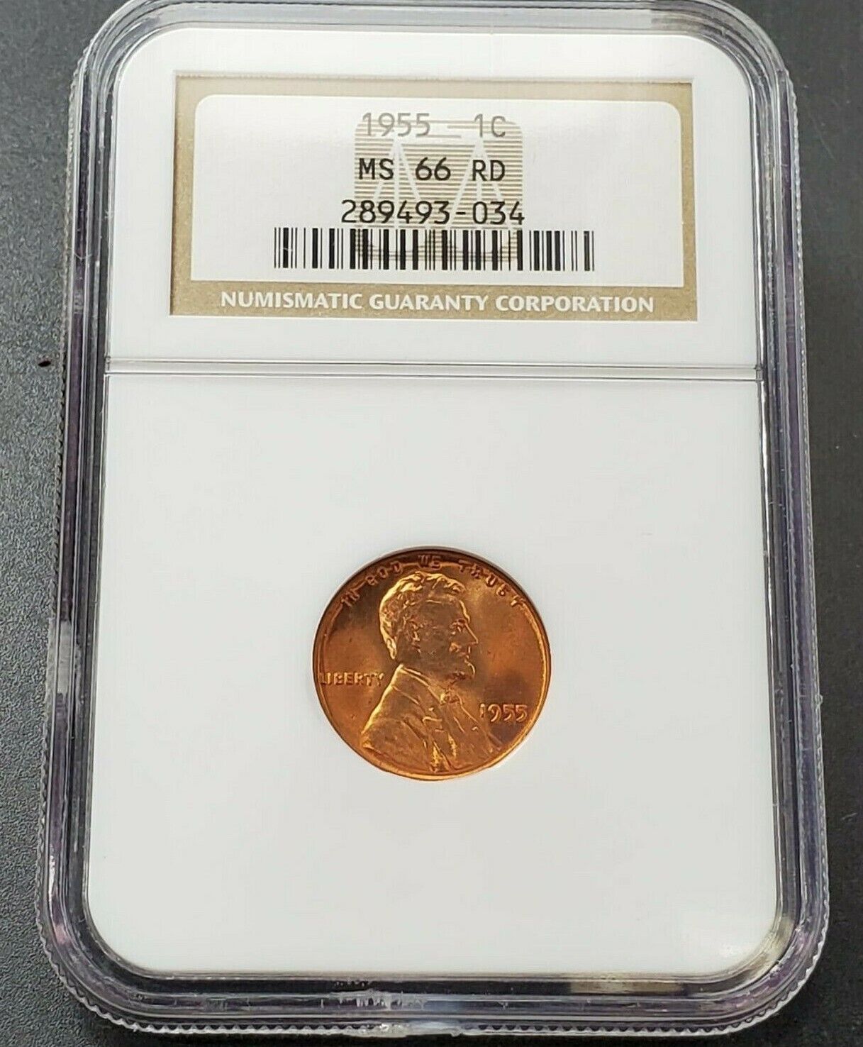 1955 P Lincoln Wheat Cent Penny Coin NGC MS66 RD RED Small Die Crack @ Head