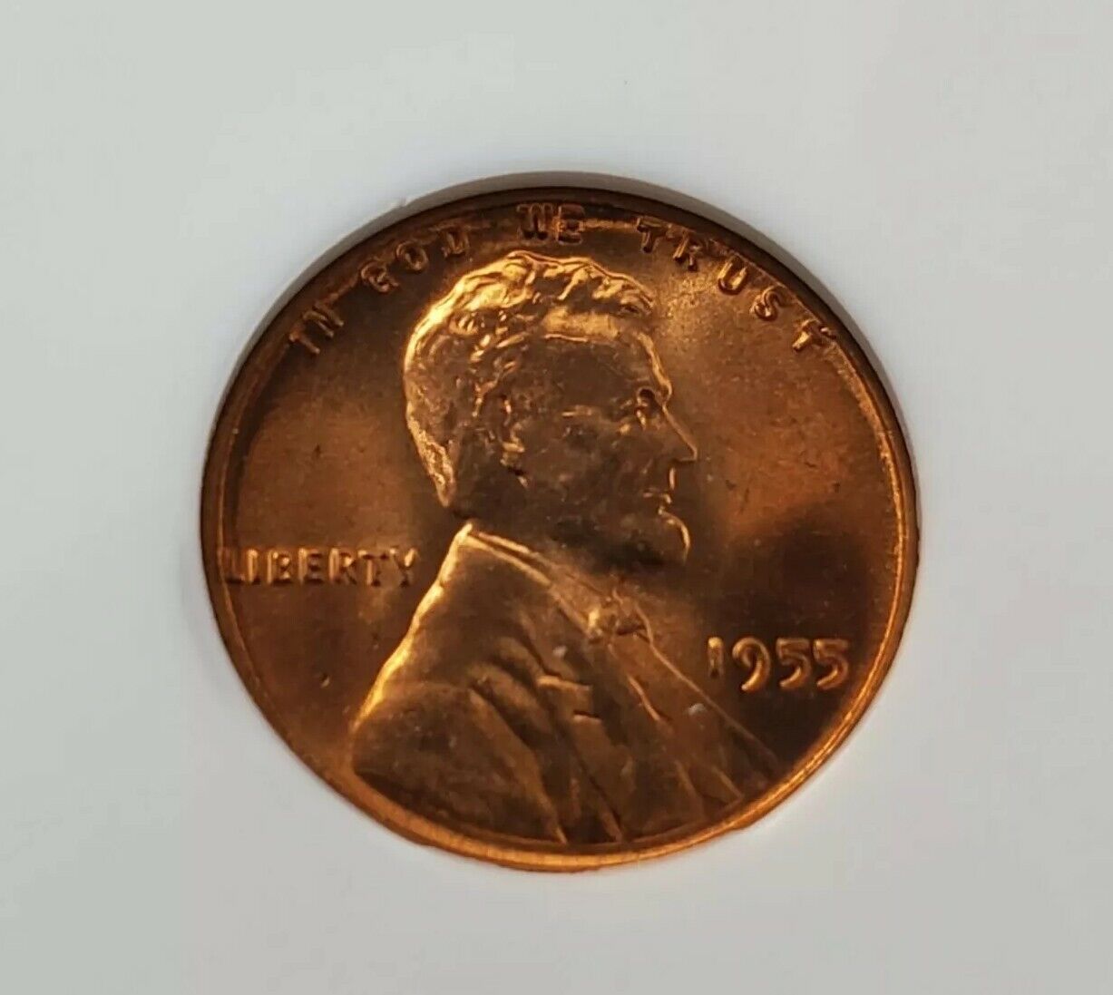 1955 P Lincoln Wheat Cent Penny Coin NGC MS66 RD RED Small Die Crack @ Head