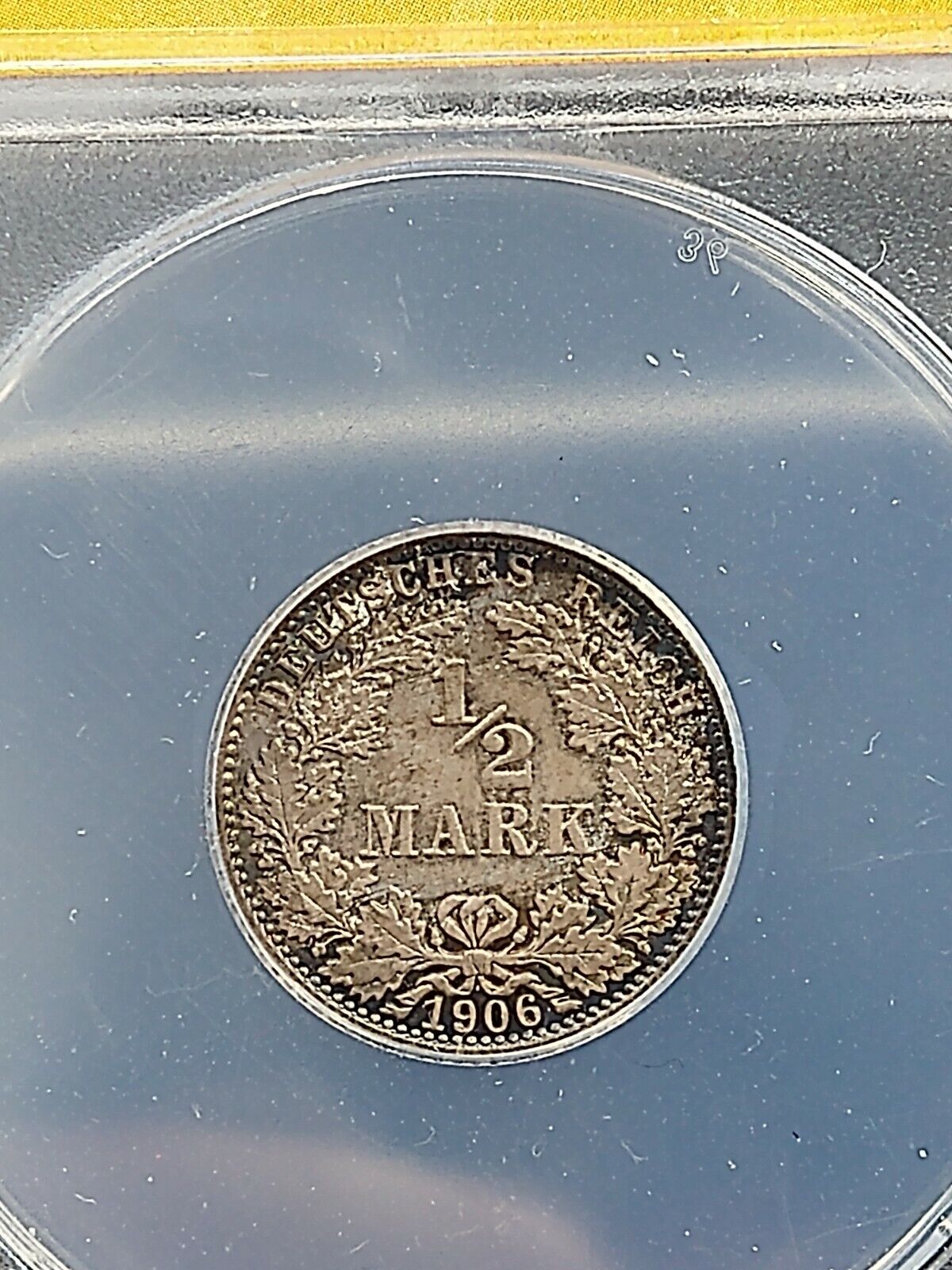 Germany 1906-A 1/2 Half Mark Silver Coin CH BU ANACS MS64 Nice Toning Toner