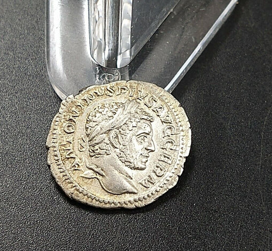198-217 AD CARACALLA Authentic Ancient Silver Roman Coin AU About UNC High Circ