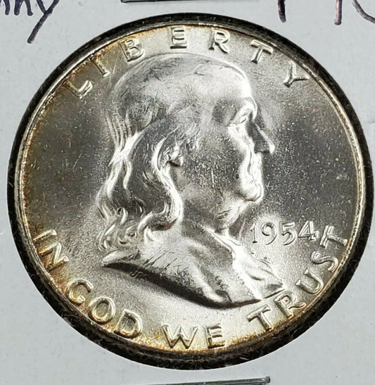 1954 P Franklin Silver Half Dollar Coin Choice BU FBL BUGS BUNNY VARIETY FS-401