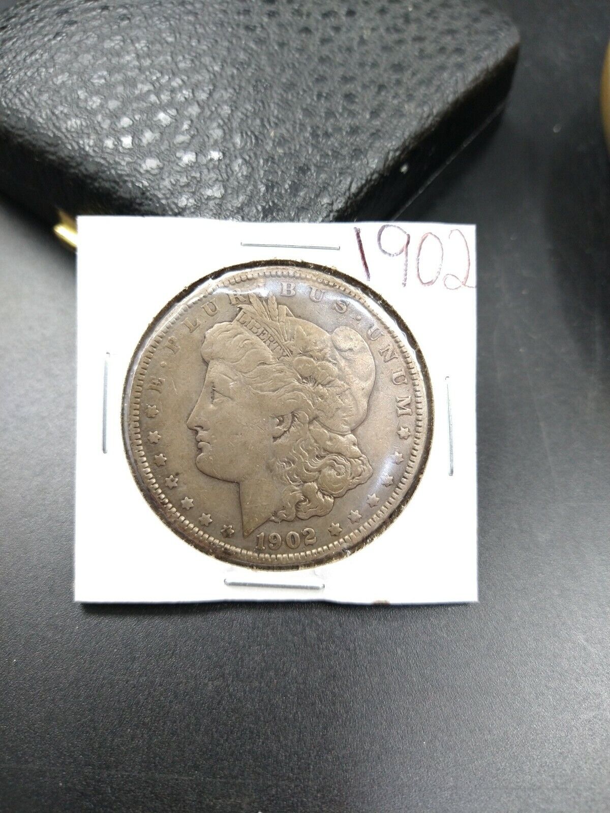1902 P Morgan Silver Eagle Dollar Coin FINE  Circ Die Chips reverse motto VAM