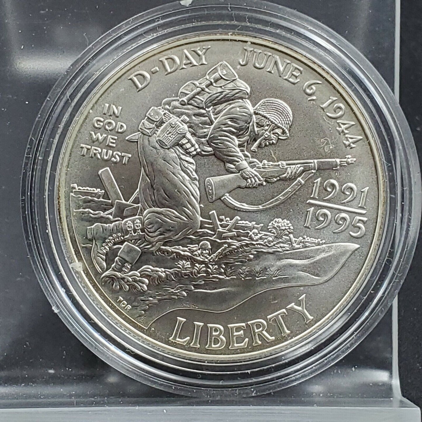 1991 - 1995 World War II 50th Commemorative BU  Silver Dollar Coin IN CAPSULE
