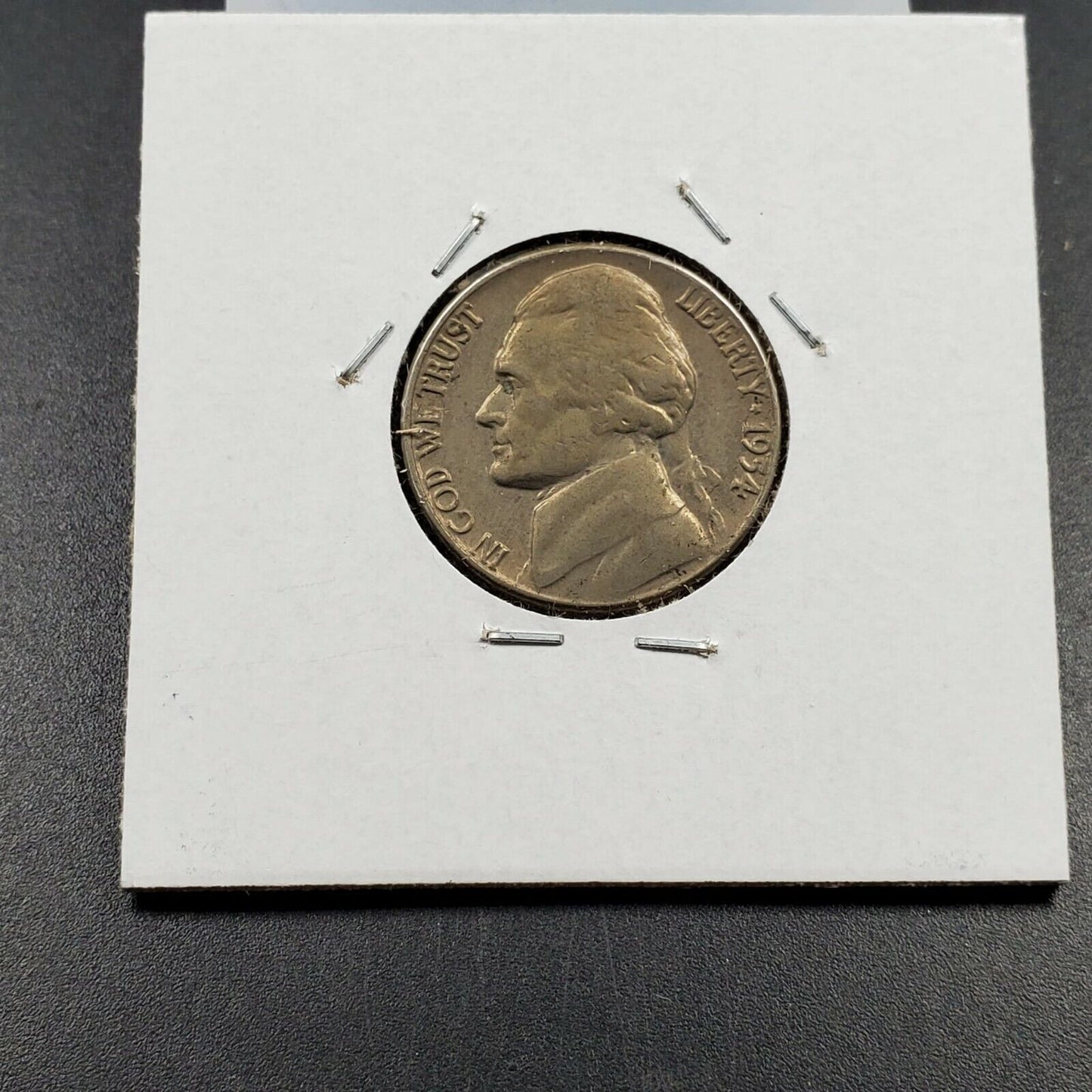 1954 D Jefferson Nickel 5c Coin AU About UNC Major planchet lamination error