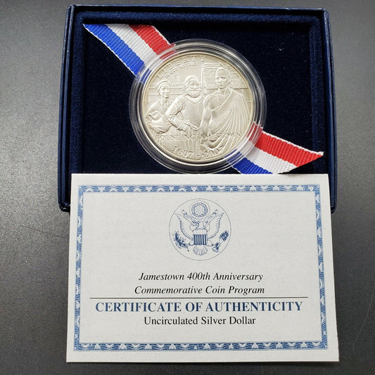 2007 P FOUNDING JAMESTOWN Commemorative BU BUSINESS Silver Dollar Coin OGP COA