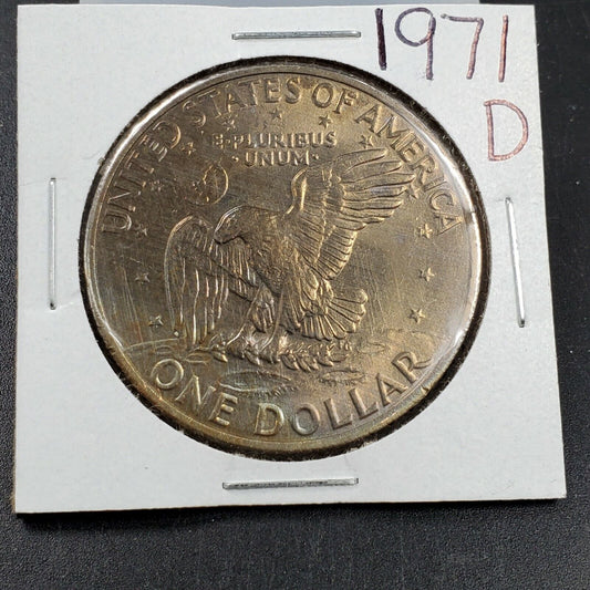 1971 D $1 Eisenhower Ike Clad Dollar Coin GEM BU UNC NICE TONING Toner 2