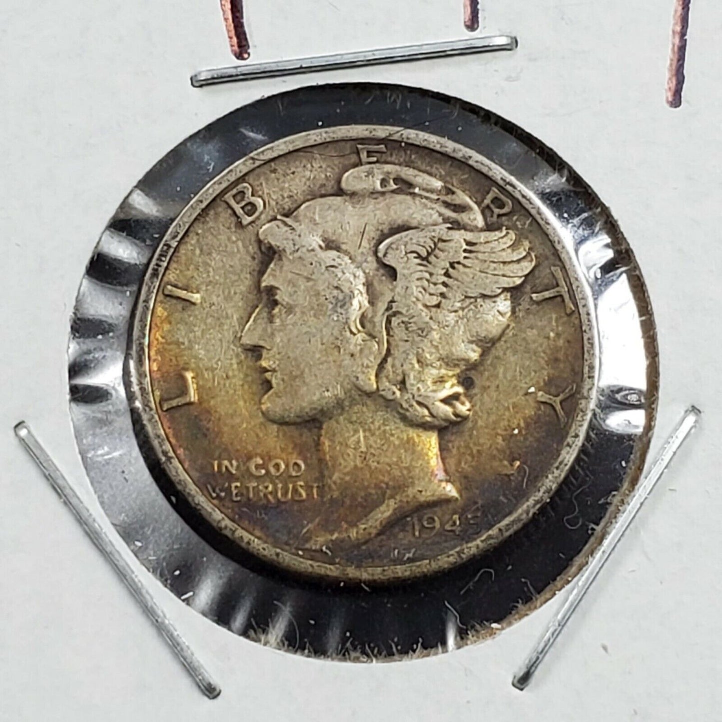 1945 S Mercury Silver Dime Coin Choice VF Very Fine Nice Toning Toner WW2 ERA