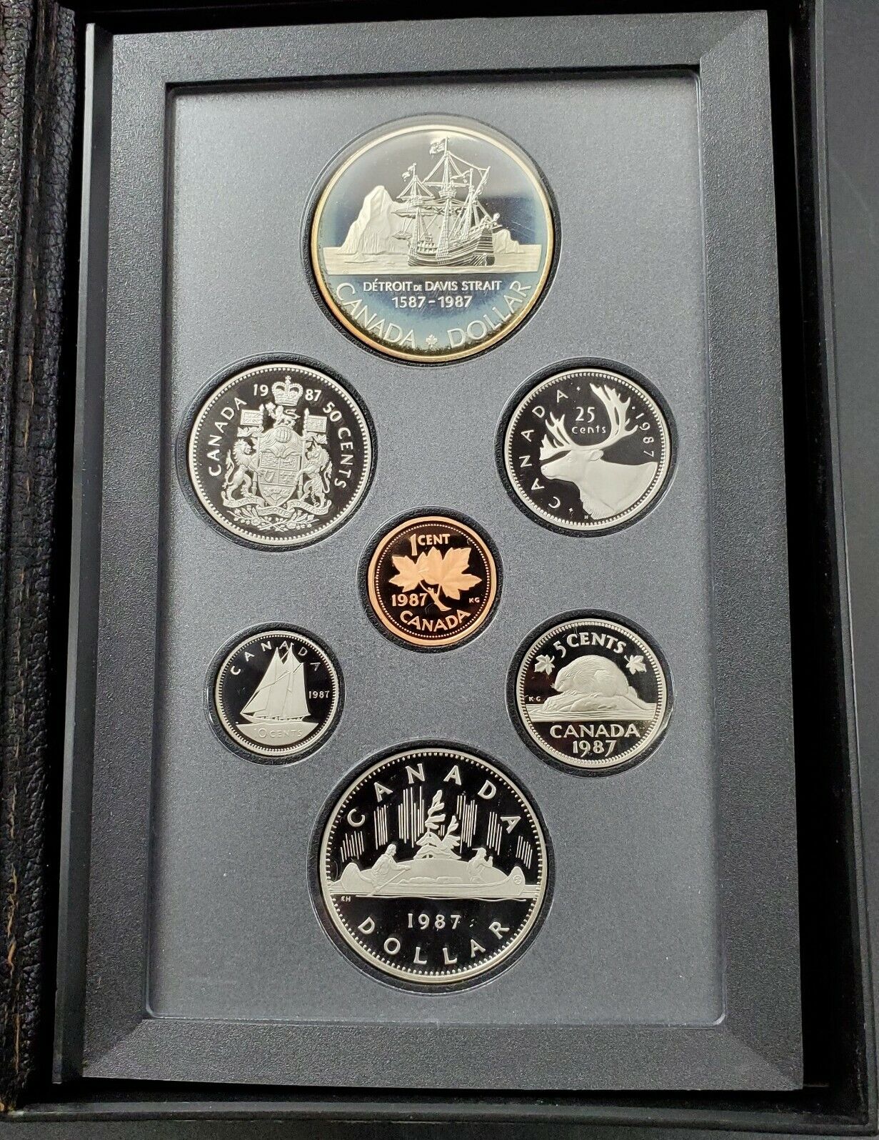 Canada 1987 RCM Prestige 7 Coin Proof Set Double Dollar OGP PQ TONING SILVER $1